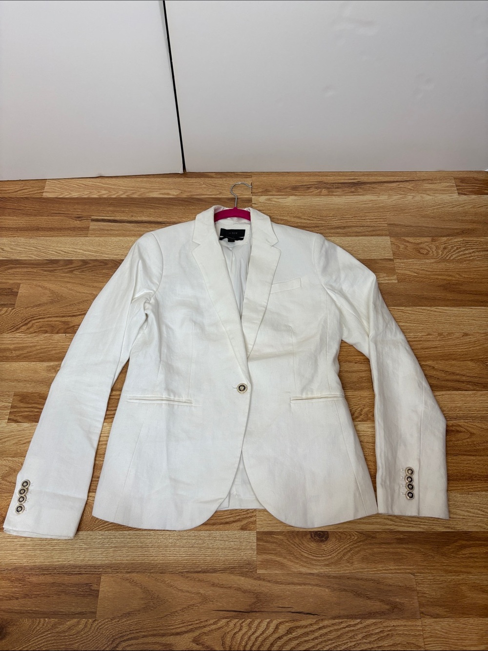 J.Crew white linen one-button blazer size 6T